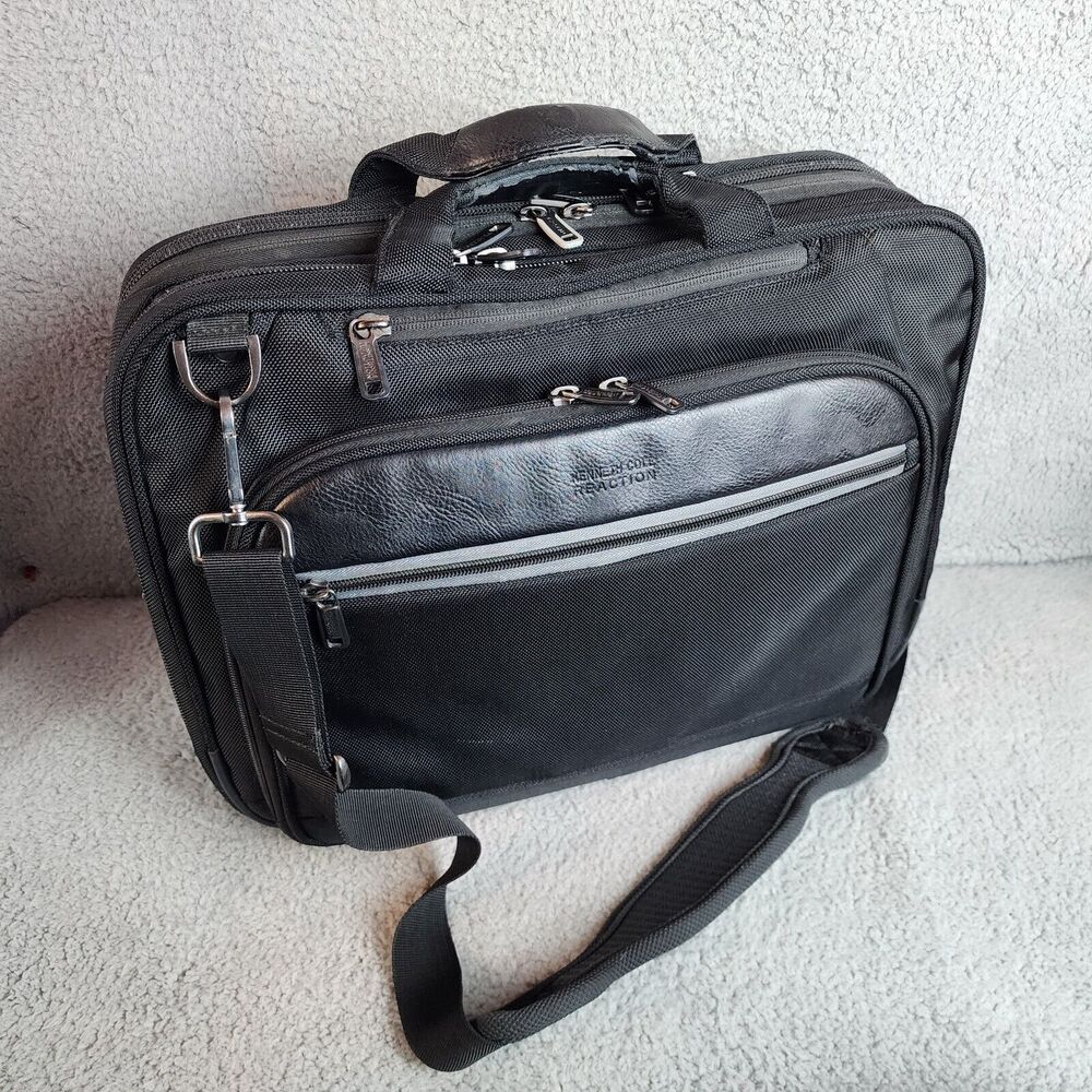 Kenneth Cole Laptop Briefcase Reaction R-Tech Bag Black Handles 5 pocket Career